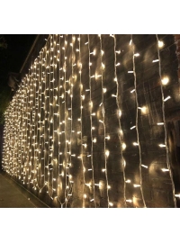 Perdea ext. 204 LED Alb Rece cu Cablu Negru 1x4m -